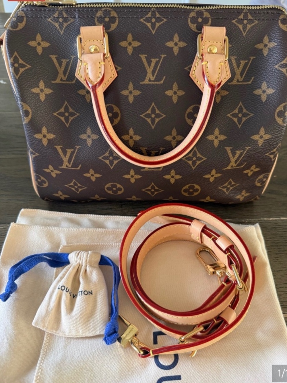Louis Vuitton Speedy Bandouliere Bag Monogram Canvas 25 with Keys and Lock